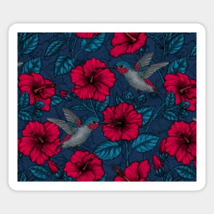 Night tropical garden in blue and red Sticker